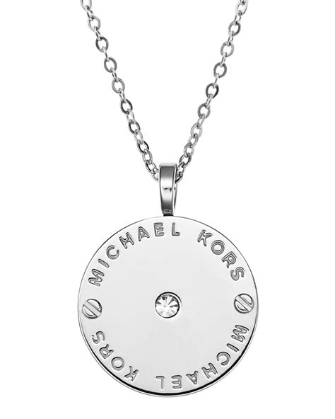 michael kors long silver disk necklace 15|Michael Kors jewellery uk.